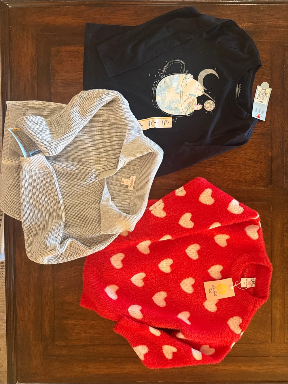 Red Heart Print Fuzzy Sweater